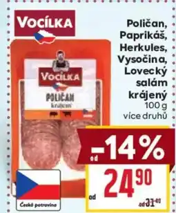 Billa Poličan, Paprikáš, Herkules, Vysočina, Lovecký salám krájený nabídka