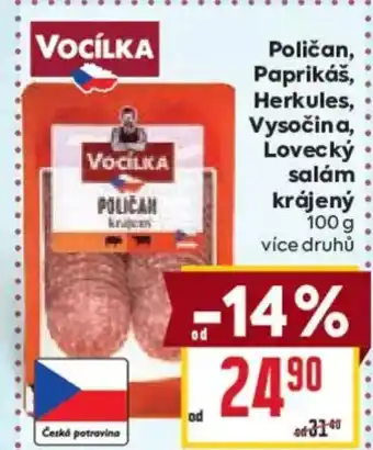 Billa Poličan, Paprikáš, Herkules, Vysočina, Lovecký salám krájený nabídka