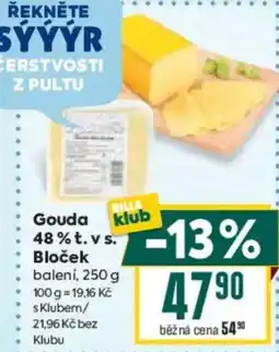 Billa Gouda 48% t. vs. Bloček nabídka