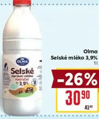 Billa Olma Selské mléko 3,9% nabídka