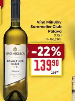 Billa Víno Mikulov Sommelier Club Pálava nabídka