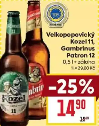 Billa Velkopopovický Kozel 11, Gambrinus Patron 12 nabídka