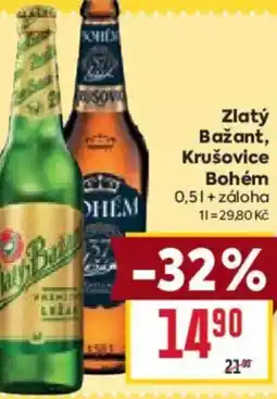 Billa Zlatý Bažant, Krušovice Bohém nabídka