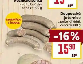 Billa Doupovská jaternice z pultu lahůdek cena za 100g nabídka