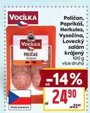 Billa Lovecký salám krájený 100g nabídka