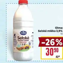 Billa Olma Selské mléko 3,9% 1l nabídka