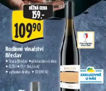 Albert Rodinné vinařství Břeclav nabídka