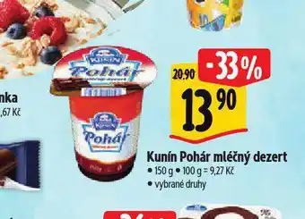 Albert Kunín pohár mléčný dezert nabídka