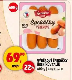 Penny Market Výběrové špekáčky nabídka