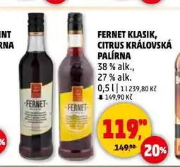 Penny Market Fernet klasik, citrus královská palírna nabídka