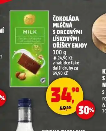 Penny Market Čokoláda mléčná s drcenými lískovými oříšky enjoy nabídka