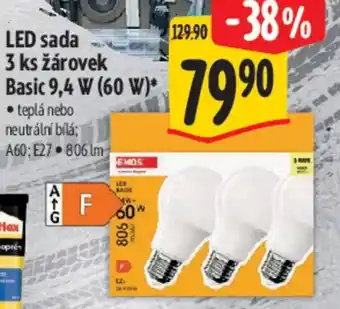 Albert LED sada 3 ks žárovek Basic 9.4 W(60 W) nabídka