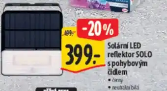 Albert Solární LED reflektor SOLO spohybovým ädlem nabídka