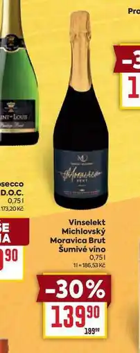 Billa Vinselekt Michlovský Moravica Brut Šumivé víno 0,75l nabídka