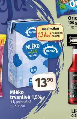 Coop Trvanlivé mléko 1,5% nabídka