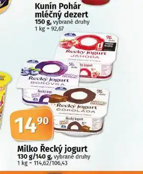 Coop Milko řecký jogurt nabídka