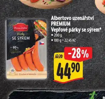 Albert Vepřové párky se sýrem nabídka