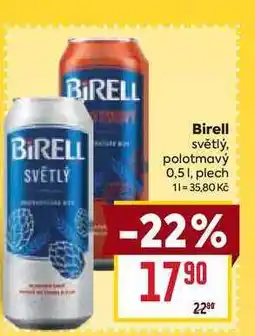 Billa Birell světlý, polotmavý 0,51, plech nabídka