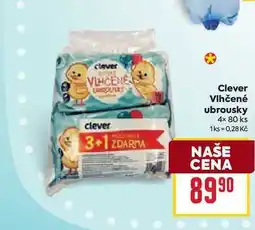 Billa Clever Vlhčené ubrousky 4× 80 ks nabídka