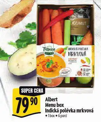 Albert Menu box indická mrkvová polévka nabídka