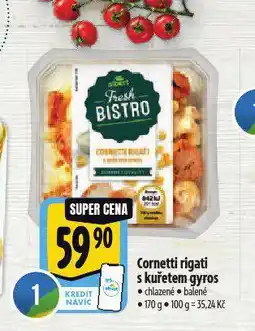 Albert Cornetti rigati s kuřetem gyros nabídka