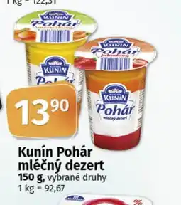 COOP TIP Kunín Pohár mléčný dezert nabídka