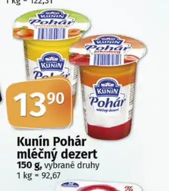 COOP TIP Kunín Pohár mléčný dezert nabídka