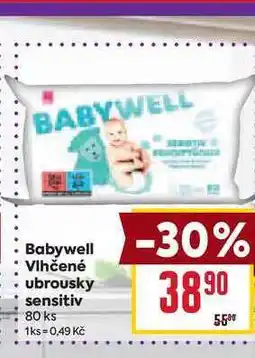 Billa Babywell Vlhčené ubrousky sensitiv 80 ks nabídka