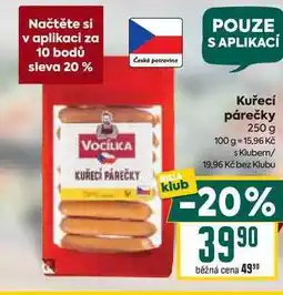 Billa Kuřecí párečky 250 g nabídka