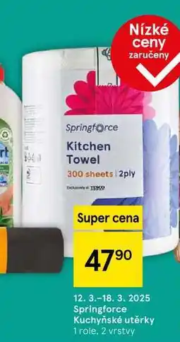 Tesco Springforce Kuchyňské utěrky, 1 role, 2 vrstvy nabídka