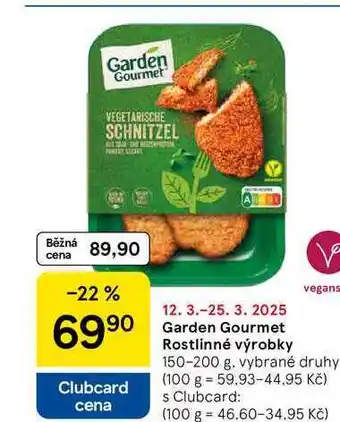 Tesco Garden Gourmet Rostlinné výrobky, 150-200 g, vybrané druhy nabídka