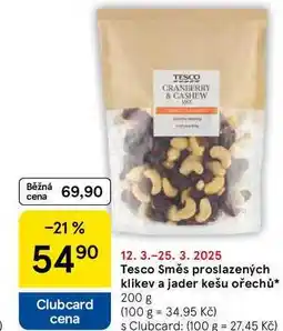 Tesco Tesco Směs proslazených klikev a jader kešu ořechů, 200 g nabídka