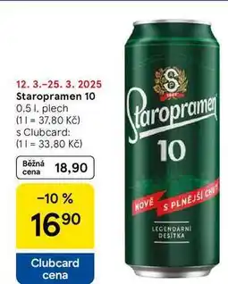 Tesco Staropramen 10, 0.5 l, plech nabídka