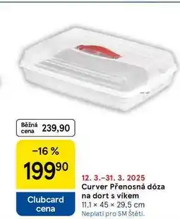 Tesco Curver Přenosná dóza na dort s víkem, 11.1 x 45 x 29.5 cm nabídka