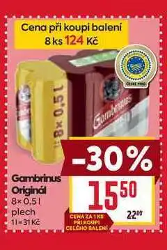 Billa Gambrinus Originál 8x0,51 plech nabídka