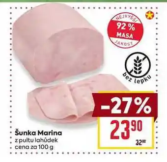 Billa Šunka Marina z pultu lahůdek cena za 100g nabídka