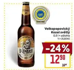 Billa Velkopopovický Kozel světlý 0,5l nabídka