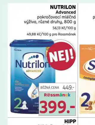 Rossmann Nutrilon advanced pokračovací mléčná výživa nabídka