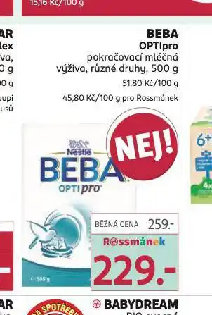 Rossmann Beba optipro pokračovací kojenecká výživa nabídka