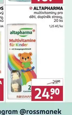 Rossmann Altapharma multivitamíny pro děti nabídka