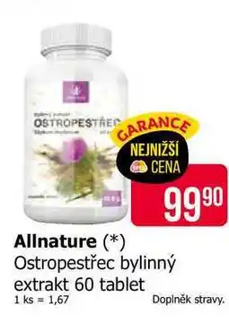 Teta Allnature Ostropestřec bylinný extrakt 60 tablet nabídka