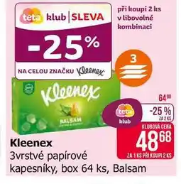 Teta Kleenex 3vrstvé papírové kapesníky, box 64 ks nabídka