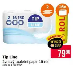 Teta Tip Line 2vrstvý toaletní papír 16 rolí nabídka