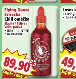 Norma Flyning goose sriracha chili omáčka nabídka