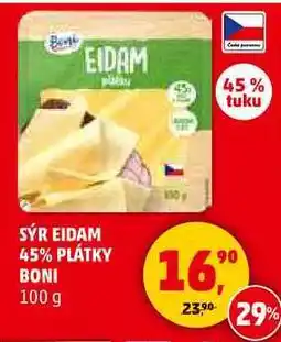 Penny Market SÝR EIDAM 45% PLÁTKY BONI, 100 g nabídka