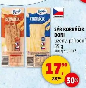 Penny Market SÝR KORBÁČIK BONI uzený, přírodní, 55 g nabídka