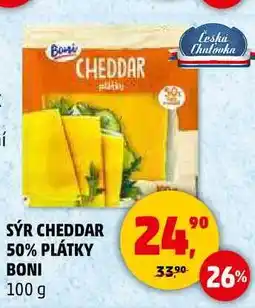 Penny Market SÝR CHEDDAR 50% PLÁTKY BONI, 100 g nabídka