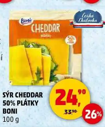 Penny Market SÝR CHEDDAR 50% PLÁTKY BONI, 100 g nabídka