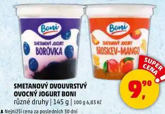 Penny Market SMETANOVÝ DVOUVRSTVÝ OVOCNÝ JOGURT BONI různé druhy, 145 g nabídka