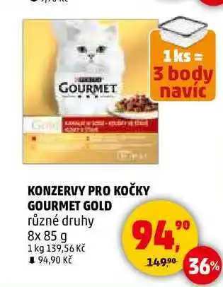 Penny Market KONZERVY PRO KOČKY GOURMET GOLD různé druhy, 8x 85 g nabídka